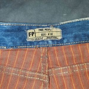 FREE PEOPLE Distressed Light Blue Denim Shorts